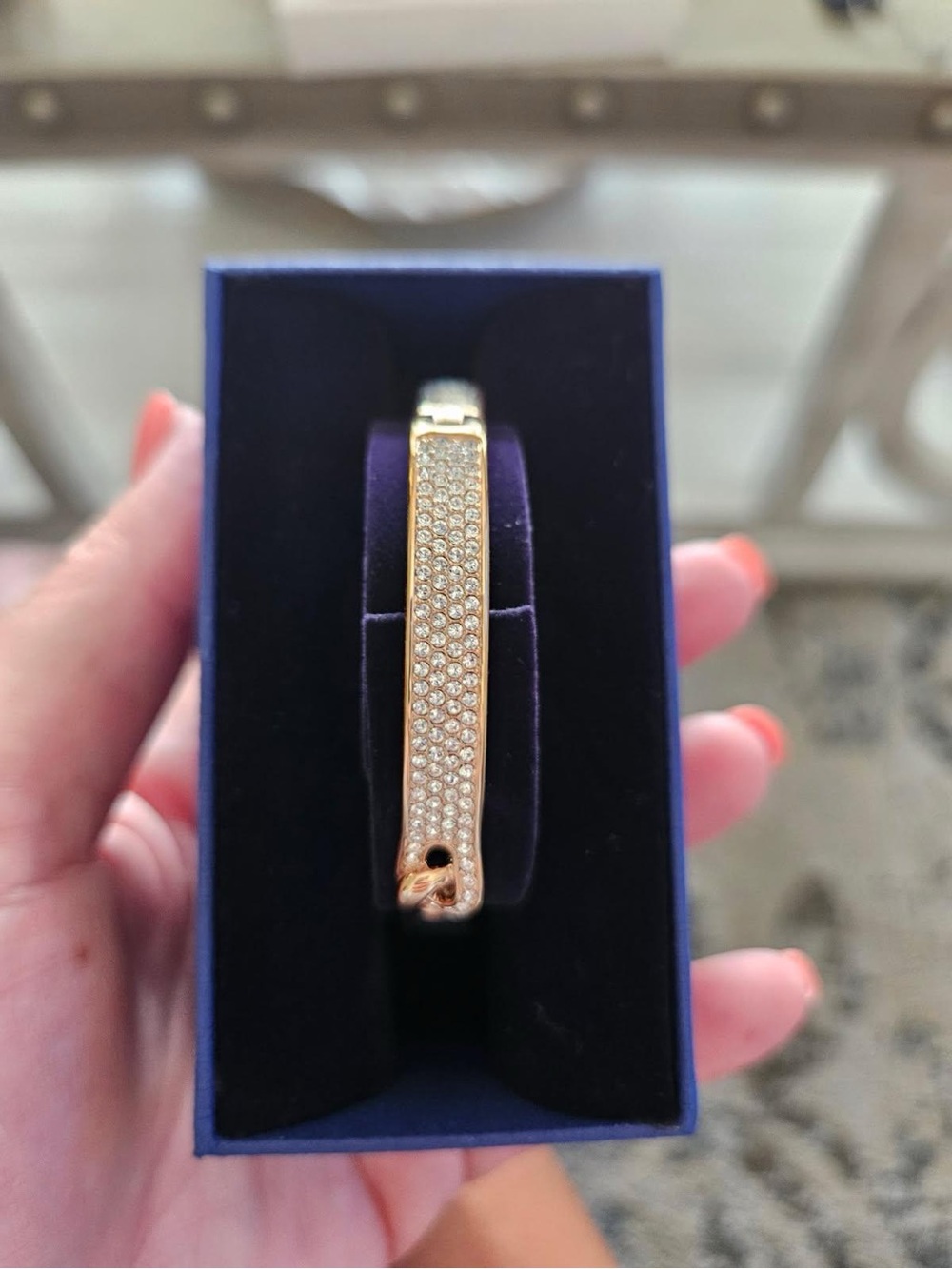 Swarovski Rose Gold Crystal Pavé Bangle Bracelet